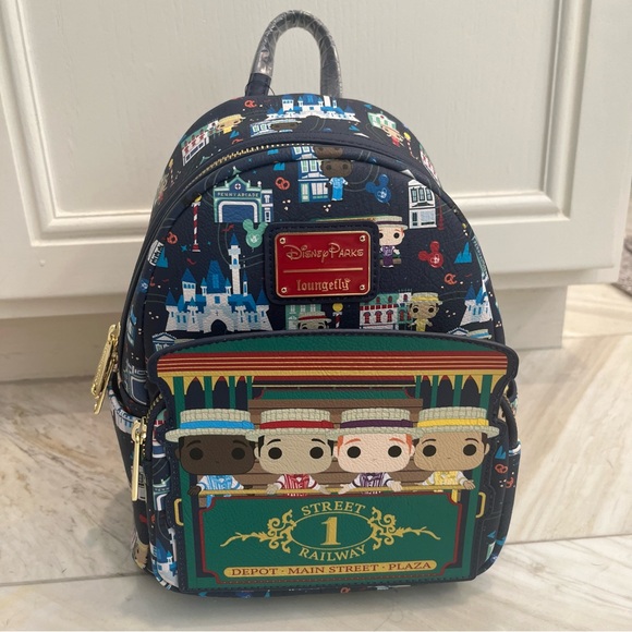 DISNEY PARKS LOUNGEFLY NWT BACKPACK DAPPED DAN MAIN STREET USA - Picture 8 of 9